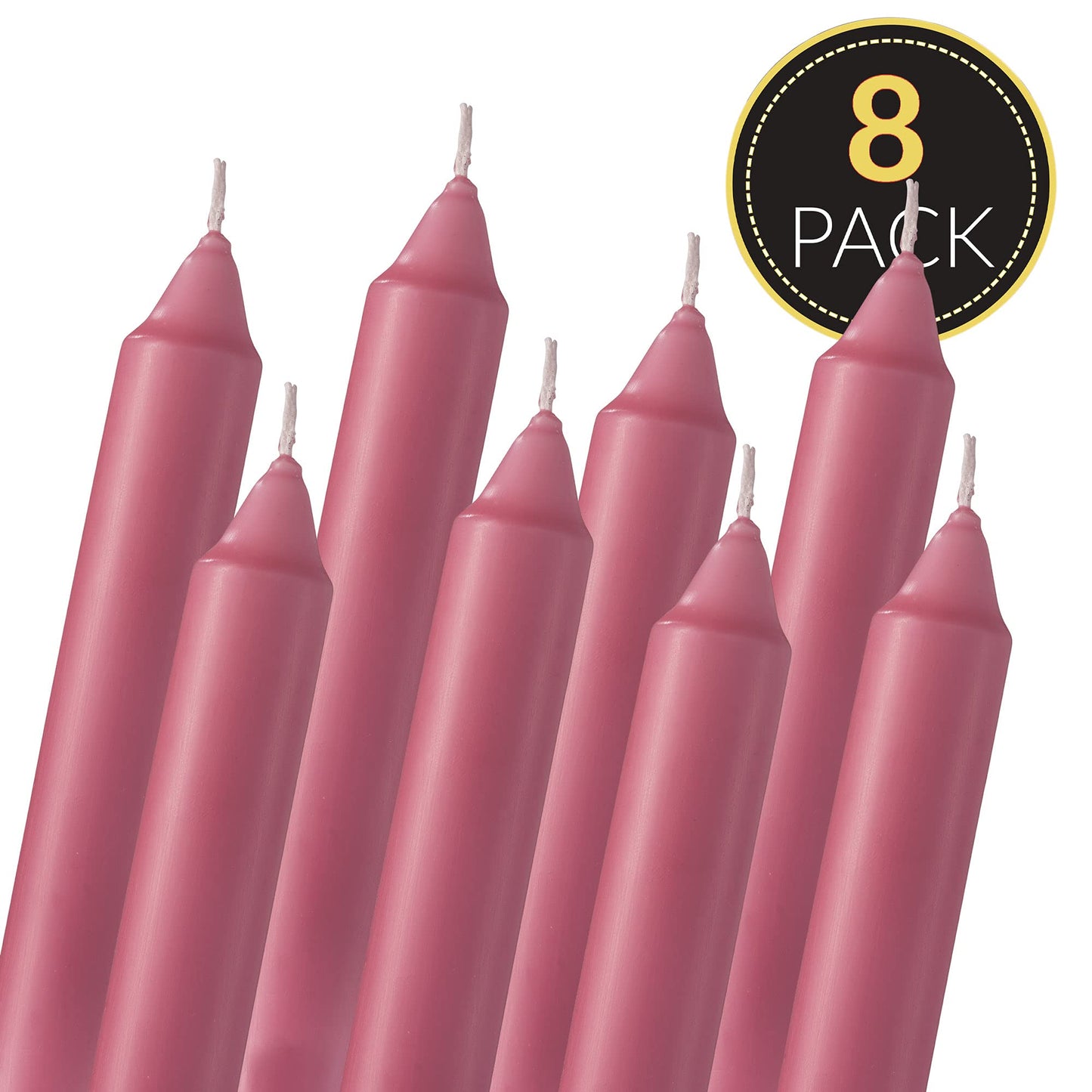 Rose Blush Pink Taper Candles - Pack of 8 6" Pink Candlesticks - 5 Hour Unscented Pink Candles for Valentine's Day, Wedding, Birthday Party, and Home Decoration