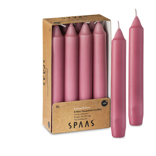 Rose Blush Pink Taper Candles - Pack of 8 6" Pink Candlesticks - 5 Hour Unscented Pink Candles for Valentine's Day, Wedding, Birthday Party, and Home Decoration